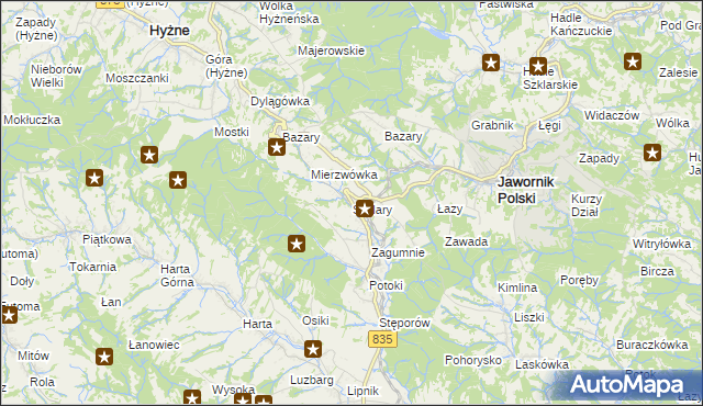 mapa Szklary gmina Hyżne, Szklary gmina Hyżne na mapie Targeo