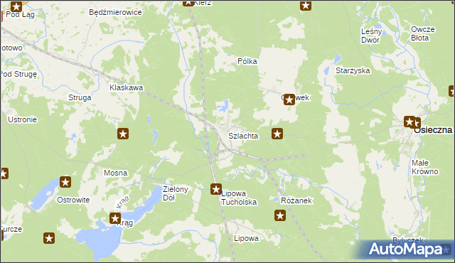 mapa Szlachta gmina Osieczna, Szlachta gmina Osieczna na mapie Targeo