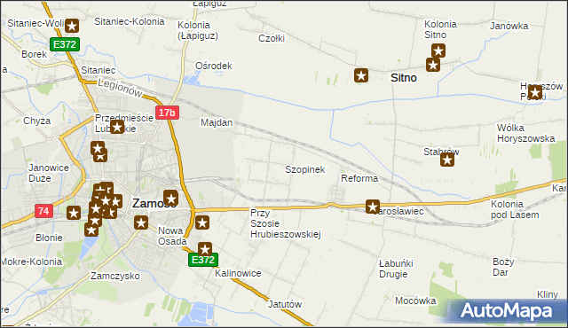 mapa Szopinek, Szopinek na mapie Targeo