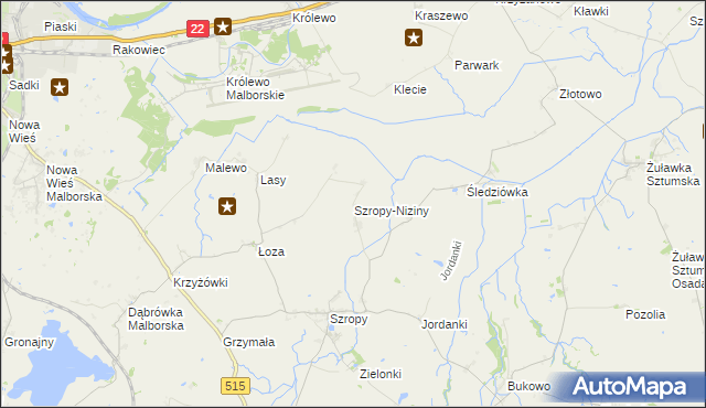 mapa Szropy-Niziny, Szropy-Niziny na mapie Targeo