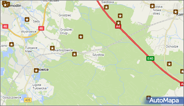 mapa Szydłów gmina Tułowice, Szydłów gmina Tułowice na mapie Targeo