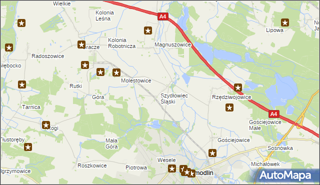 mapa Szydłowiec Śląski, Szydłowiec Śląski na mapie Targeo