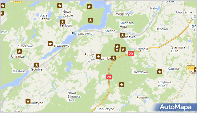 mapa Szymbark gmina Stężyca, Szymbark gmina Stężyca na mapie Targeo