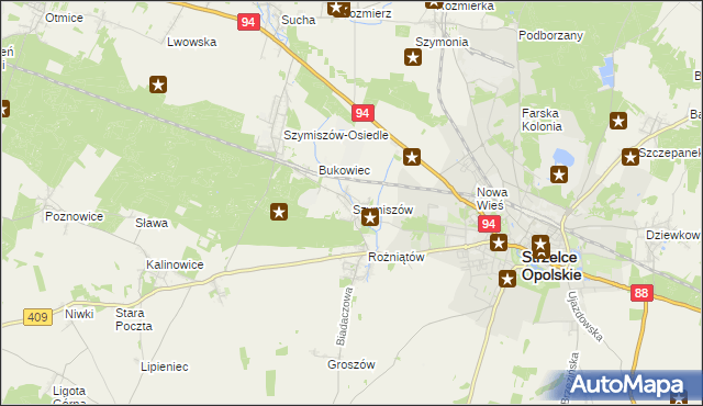 mapa Szymiszów, Szymiszów na mapie Targeo