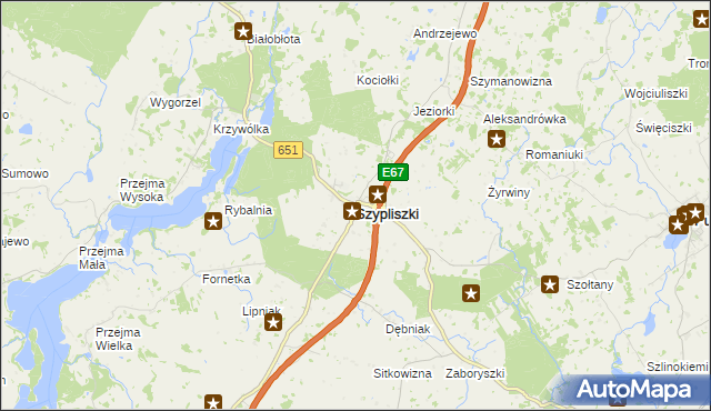 mapa Szypliszki, Szypliszki na mapie Targeo