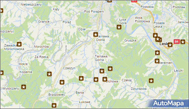 mapa Tarnawa Górna gmina Zagórz, Tarnawa Górna gmina Zagórz na mapie Targeo