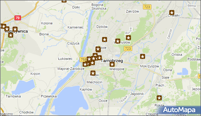 mapa Tarnobrzegu, Tarnobrzeg na mapie Targeo