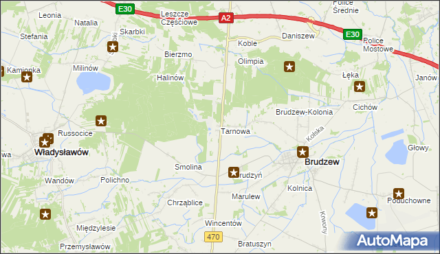 mapa Tarnowa gmina Brudzew, Tarnowa gmina Brudzew na mapie Targeo