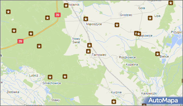 mapa Tarnowiec gmina Lubsza, Tarnowiec gmina Lubsza na mapie Targeo