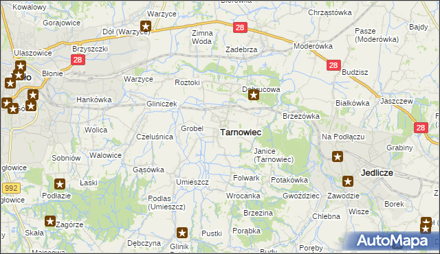 mapa Tarnowiec powiat jasielski, Tarnowiec powiat jasielski na mapie Targeo