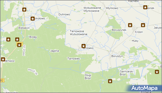 mapa Tarnówko gmina Połajewo, Tarnówko gmina Połajewo na mapie Targeo