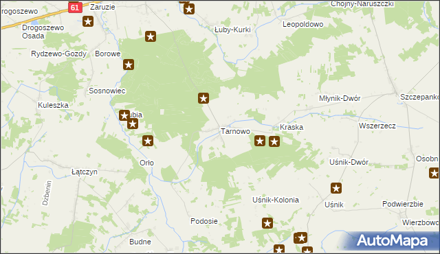 mapa Tarnowo gmina Miastkowo, Tarnowo gmina Miastkowo na mapie Targeo