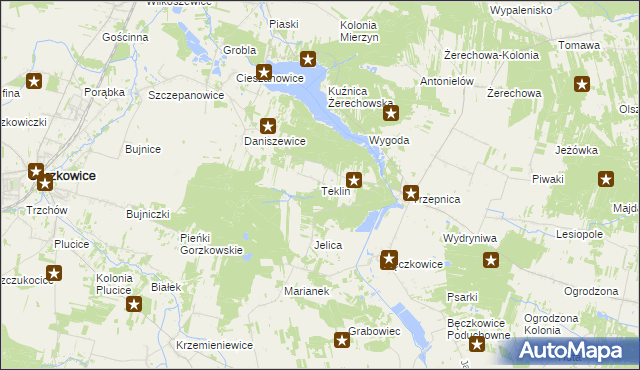 mapa Teklin gmina Łęki Szlacheckie, Teklin gmina Łęki Szlacheckie na mapie Targeo