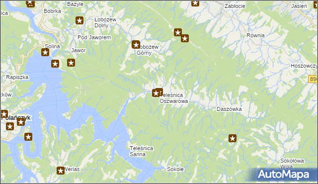 mapa Teleśnica Oszwarowa, Teleśnica Oszwarowa na mapie Targeo