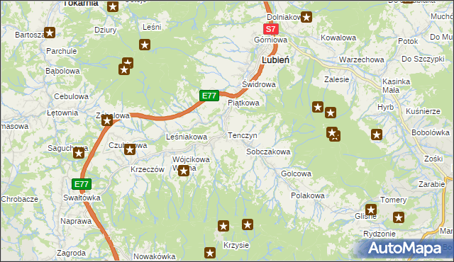 mapa Tenczyn, Tenczyn na mapie Targeo