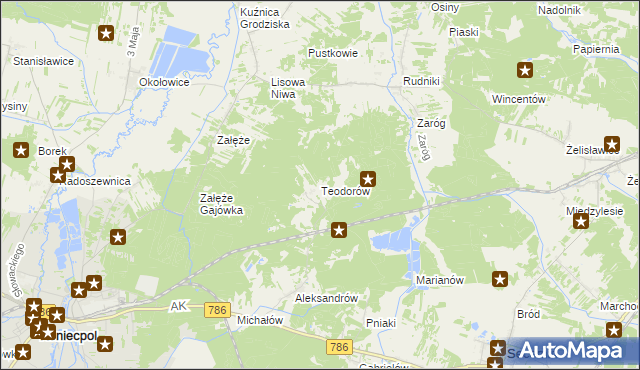 mapa Teodorów gmina Koniecpol, Teodorów gmina Koniecpol na mapie Targeo