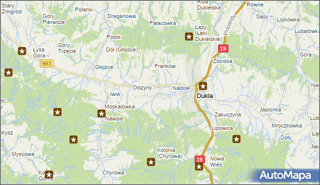 mapa Teodorówka gmina Dukla, Teodorówka gmina Dukla na mapie Targeo