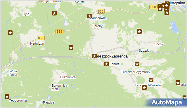 mapa Tereszpol-Zaorenda, Tereszpol-Zaorenda na mapie Targeo