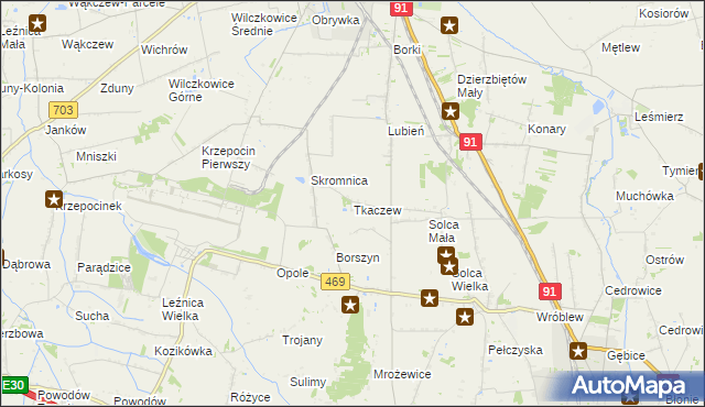 mapa Tkaczew, Tkaczew na mapie Targeo