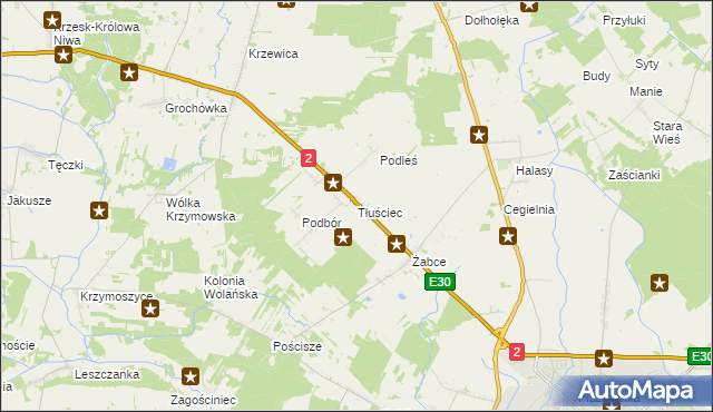 mapa Tłuściec, Tłuściec na mapie Targeo