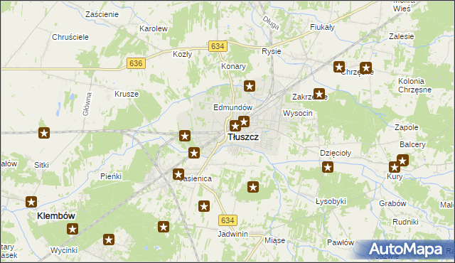 mapa Tłuszcz powiat wołomiński, Tłuszcz powiat wołomiński na mapie Targeo