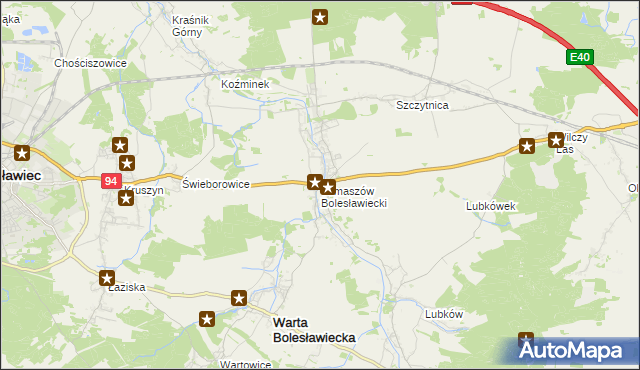 mapa Tomaszów Bolesławiecki, Tomaszów Bolesławiecki na mapie Targeo