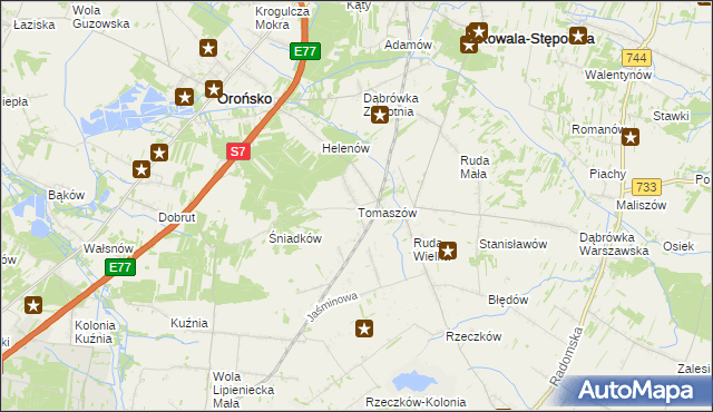 mapa Tomaszów gmina Orońsko, Tomaszów gmina Orońsko na mapie Targeo