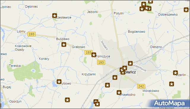 mapa Tomczyce gmina Gołańcz, Tomczyce gmina Gołańcz na mapie Targeo