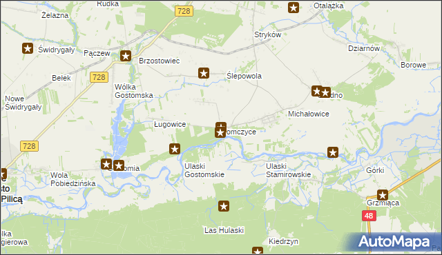 mapa Tomczyce gmina Mogielnica, Tomczyce gmina Mogielnica na mapie Targeo