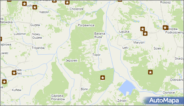 mapa Topór gmina Mrozy, Topór gmina Mrozy na mapie Targeo