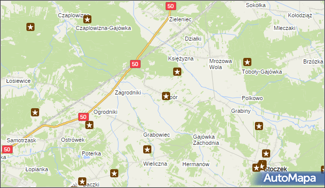 mapa Topór gmina Stoczek, Topór gmina Stoczek na mapie Targeo