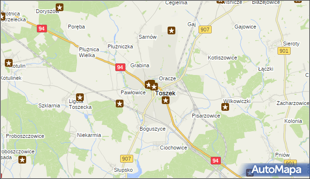 mapa Toszek, Toszek na mapie Targeo