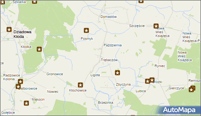 mapa Trębaczów gmina Perzów, Trębaczów gmina Perzów na mapie Targeo
