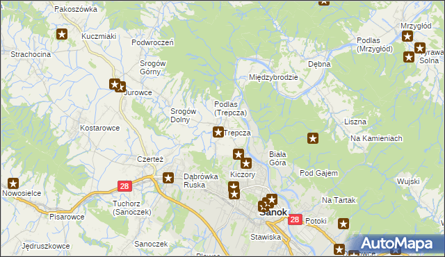 mapa Trepcza, Trepcza na mapie Targeo