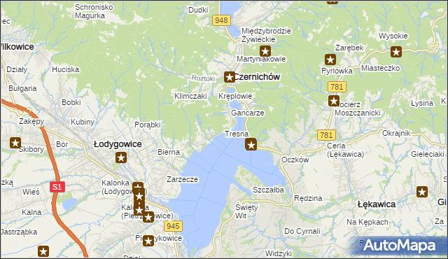 mapa Tresna, Tresna na mapie Targeo