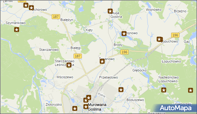 mapa Trojanowo gmina Murowana Goślina, Trojanowo gmina Murowana Goślina na mapie Targeo