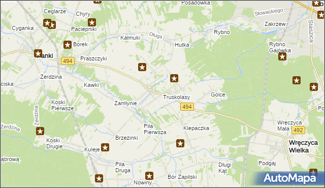 mapa Truskolasy gmina Wręczyca Wielka, Truskolasy gmina Wręczyca Wielka na mapie Targeo