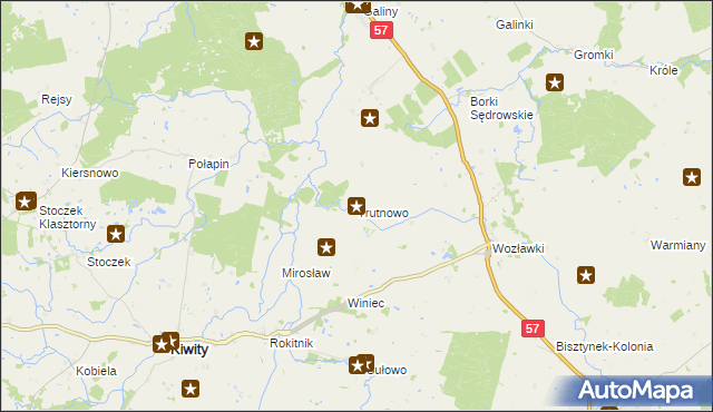 mapa Trutnowo gmina Bartoszyce, Trutnowo gmina Bartoszyce na mapie Targeo