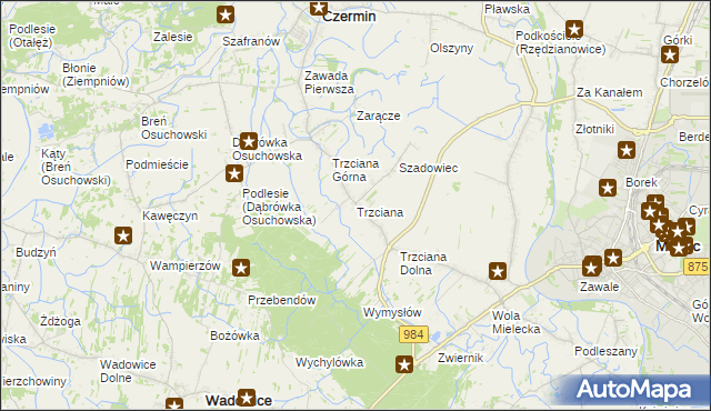 mapa Trzciana gmina Czermin, Trzciana gmina Czermin na mapie Targeo