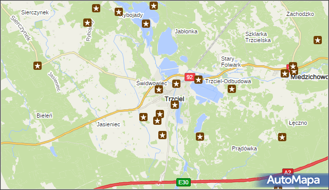 mapa Trzciel powiat międzyrzecki, Trzciel powiat międzyrzecki na mapie Targeo