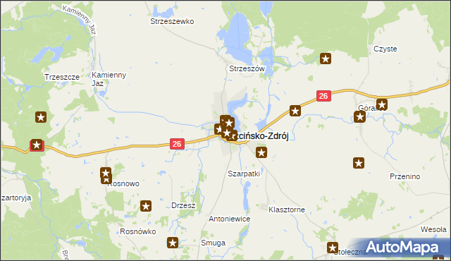 mapa Trzcińsko-Zdrój, Trzcińsko-Zdrój na mapie Targeo