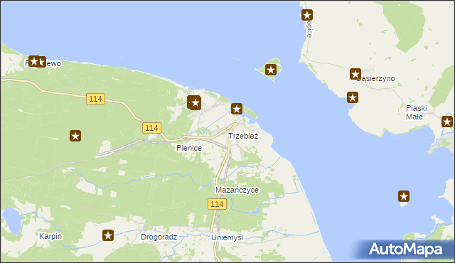 mapa Trzebież, Trzebież na mapie Targeo