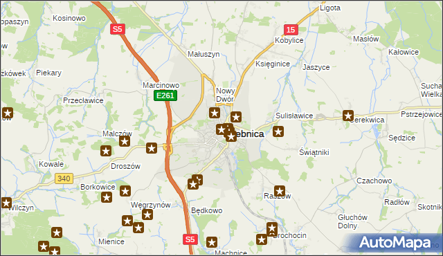 mapa Trzebnica, Trzebnica na mapie Targeo