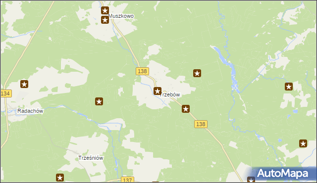 mapa Trzebów gmina Sulęcin, Trzebów gmina Sulęcin na mapie Targeo