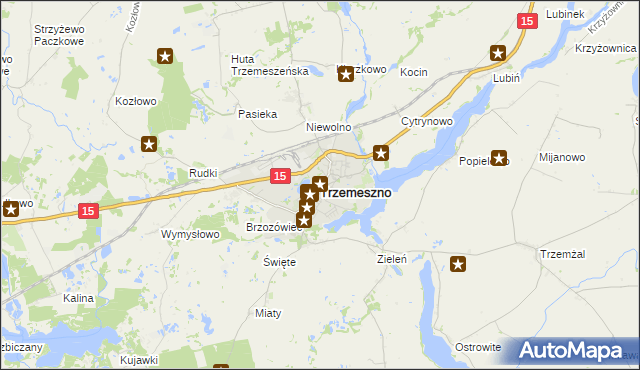 mapa Trzemeszno powiat gnieźnieński, Trzemeszno powiat gnieźnieński na mapie Targeo