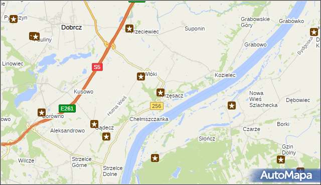 mapa Trzęsacz gmina Dobrcz, Trzęsacz gmina Dobrcz na mapie Targeo