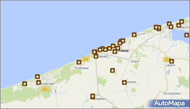 mapa Trzęsacz gmina Rewal, Trzęsacz gmina Rewal na mapie Targeo