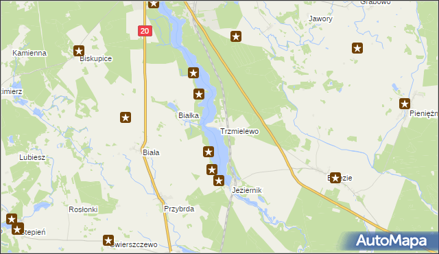 mapa Trzmielewo gmina Rzeczenica, Trzmielewo gmina Rzeczenica na mapie Targeo