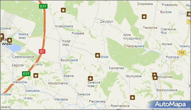 mapa Trzonów, Trzonów na mapie Targeo