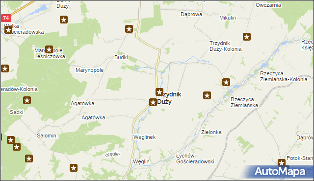 mapa Trzydnik Duży, Trzydnik Duży na mapie Targeo